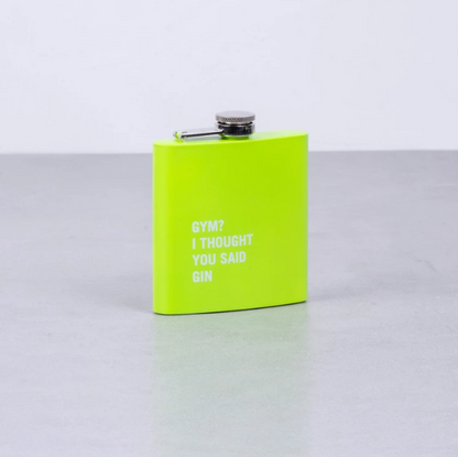 175ml Stainless Steel Hip Flask w Funny Quotes-Green V915-LD0084-GE