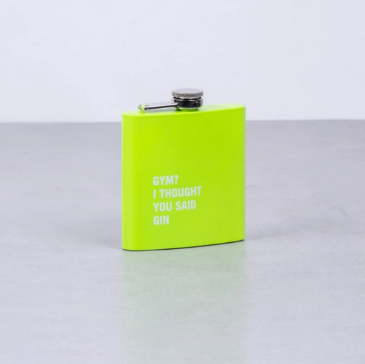 175ml Stainless Steel Hip Flask w Funny Quotes-Green V915-LD0084-GE