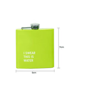 175ml Stainless Steel Hip Flask w Funny Quotes-Green V915-LD0084-GE