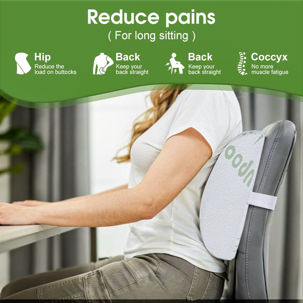 2 x Bamboo Memory Foam Lumbar Support Cushion V915-MB0002X2