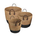3 Piece Cotton Rope Stripe Carry Handles Storage Baskets Set V915-MB0049