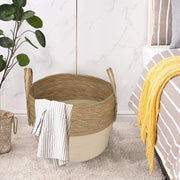 3 Piece Cotton Rope Stripe Carry Handles Storage Baskets Set V915-MB0053