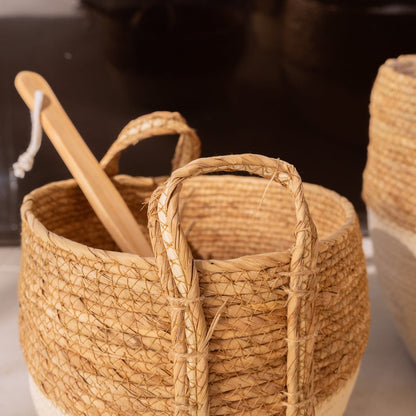 3 Piece Cotton Rope Stripe Carry Handles Storage Baskets Set V915-MB0053