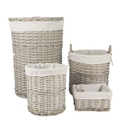 4 Piece Wicker Storage Baskets With Liner Set V915-MB0058