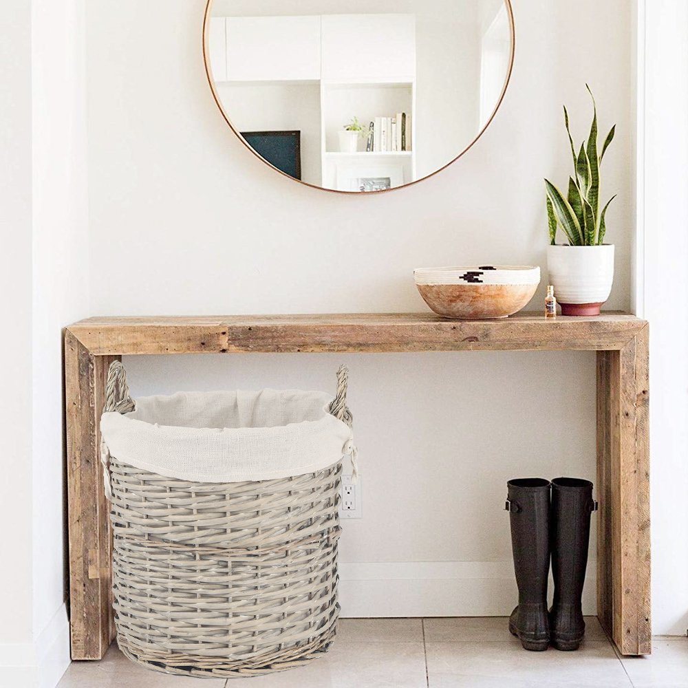 4 Piece Wicker Storage Baskets With Liner Set V915-MB0058