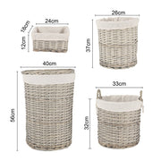 4 Piece Wicker Storage Baskets With Liner Set V915-MB0058
