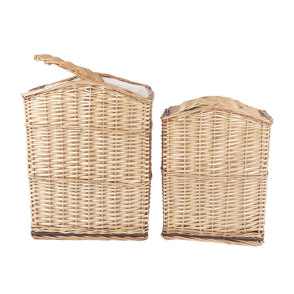 2 Piece Wicker Storage Baskets With Lid Set V915-MB0060