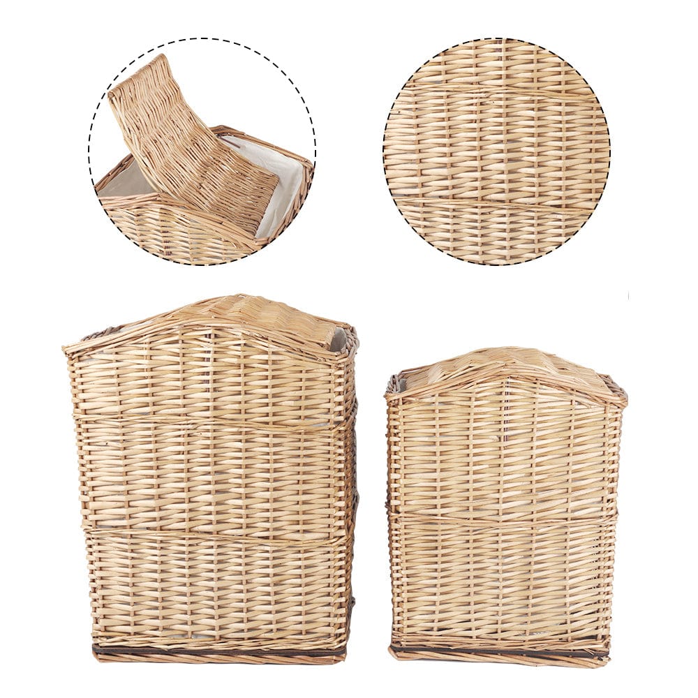 2 Piece Wicker Storage Baskets With Lid Set V915-MB0060