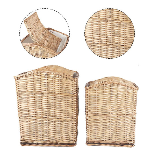 2 Piece Wicker Storage Baskets With Lid Set V915-MB0060
