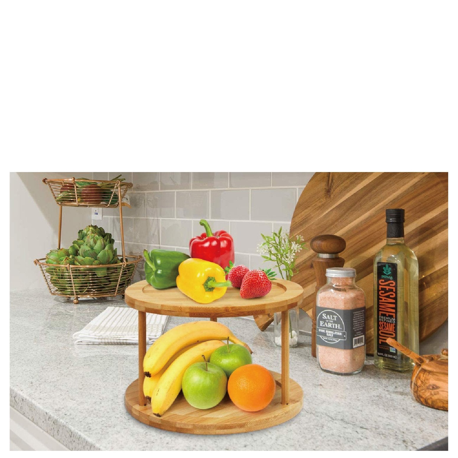 Bamboo Lazy Susan Turntable 2 Tiers V915-MB0071