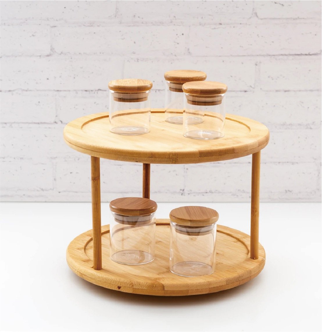 Bamboo Lazy Susan Turntable 2 Tiers V915-MB0071