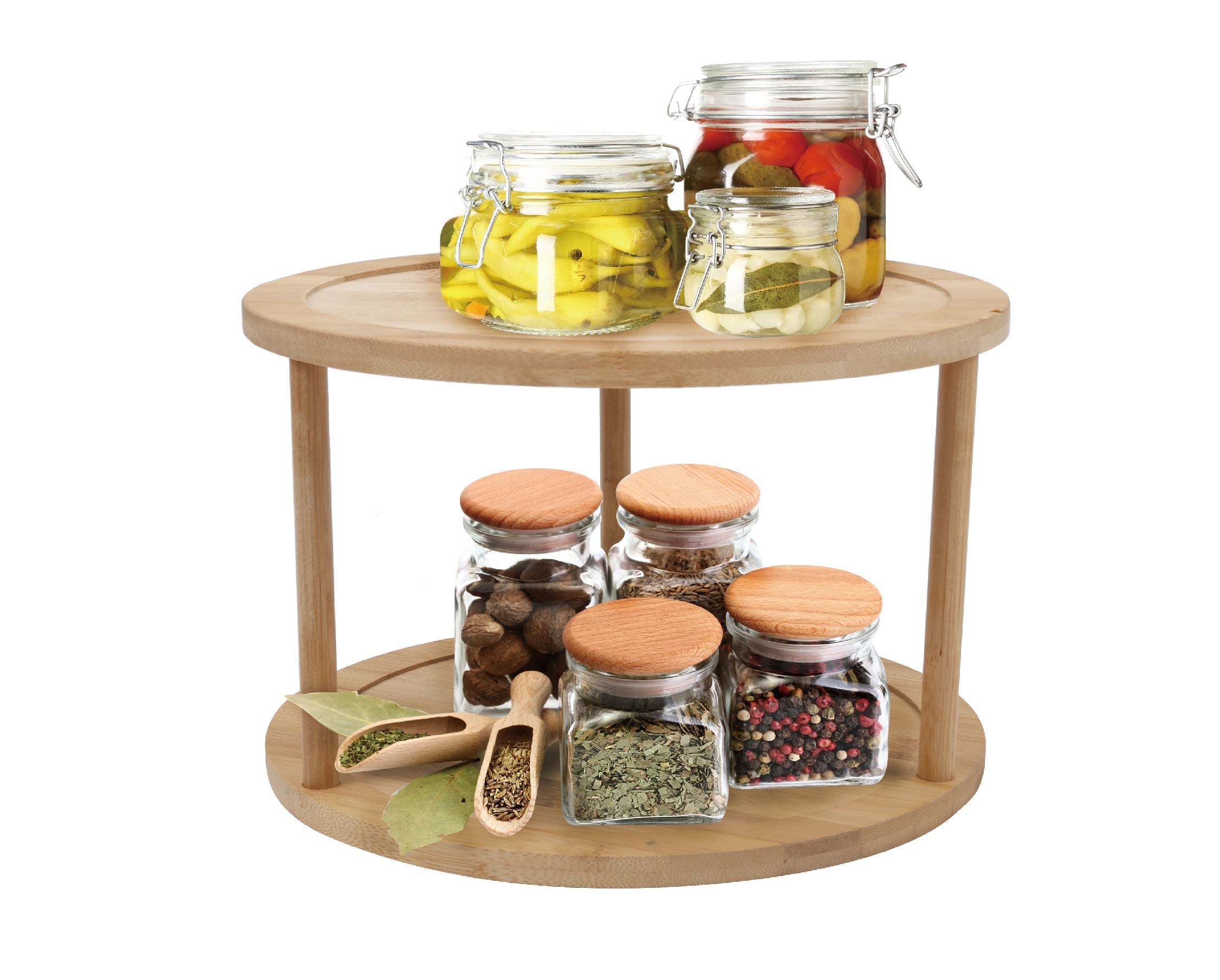 Bamboo Lazy Susan Turntable 2 Tiers V915-MB0071