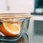 4 Pcs Large Bamboo Food Containers - Clear Glass with Bamboo Lids V915-MB0079X4