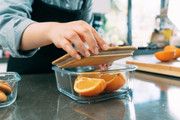 4 Pcs Large Bamboo Food Containers - Clear Glass with Bamboo Lids V915-MB0079X4