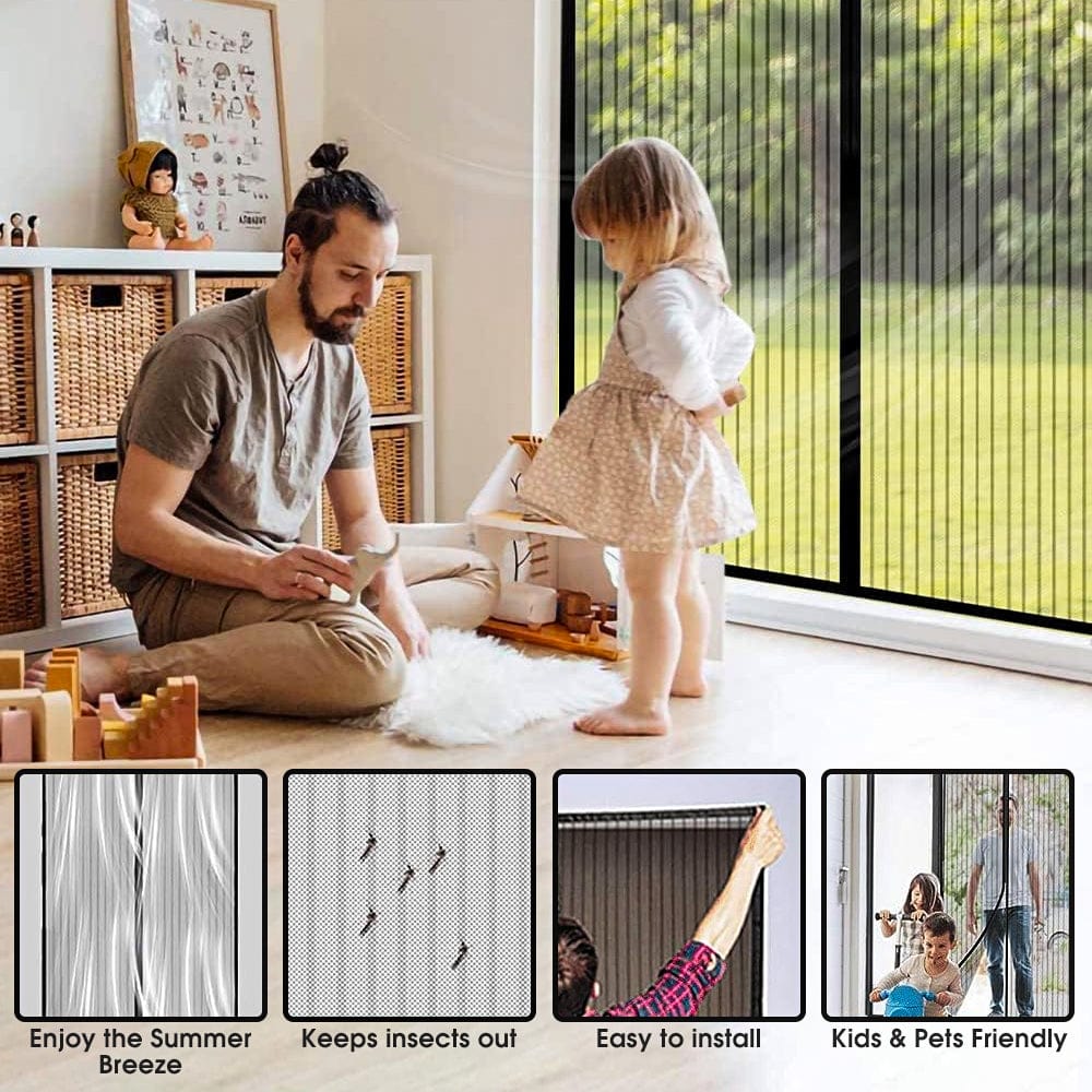 2x Instant Fly Screen, Mosquito, Insect, and Bug Free Curtain V915-OU0008X2