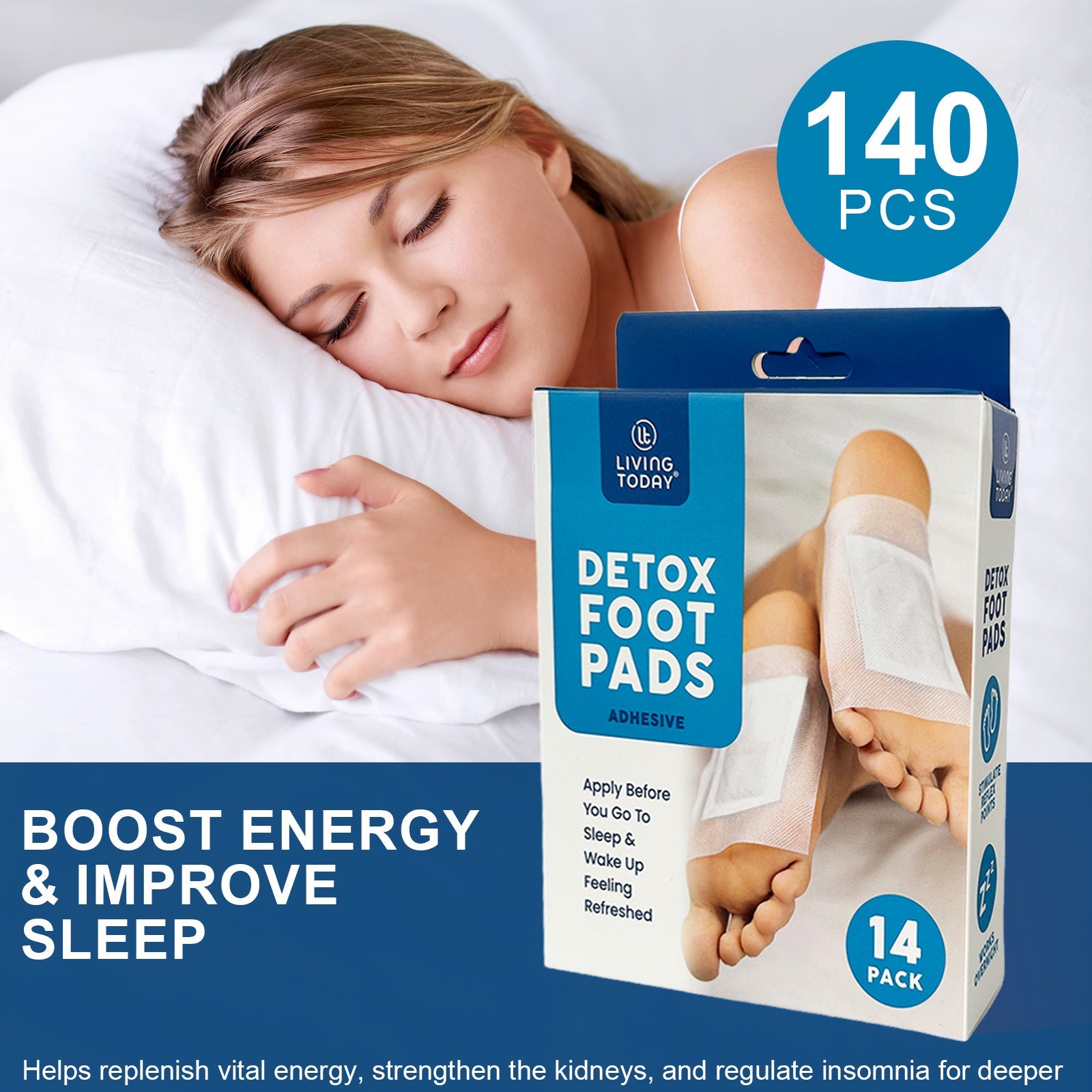 140 Pcs Cleansing Detox Foot Pads - 100% Natural Herbal Detox Patches (12 x 10 cm) V915-PE0108X10