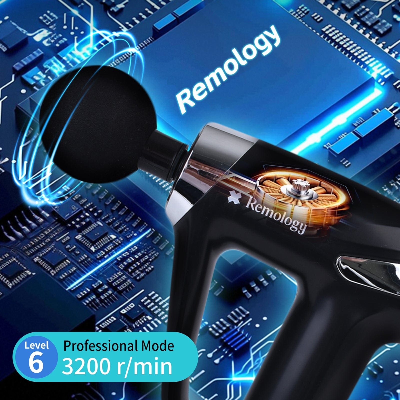 Remology Impact Therapy 6 Adaptive Speed USB-C Massage Gun with 4 Heads V915-RM0038