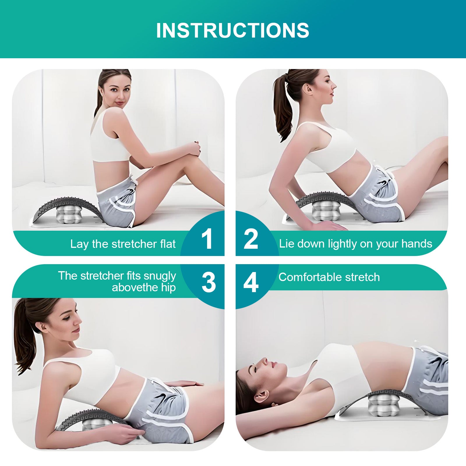 Adjustable Air Lumbar Spine Reliever - Inflatable Back Stretcher with Acupressure & Magnets V915-RM0044
