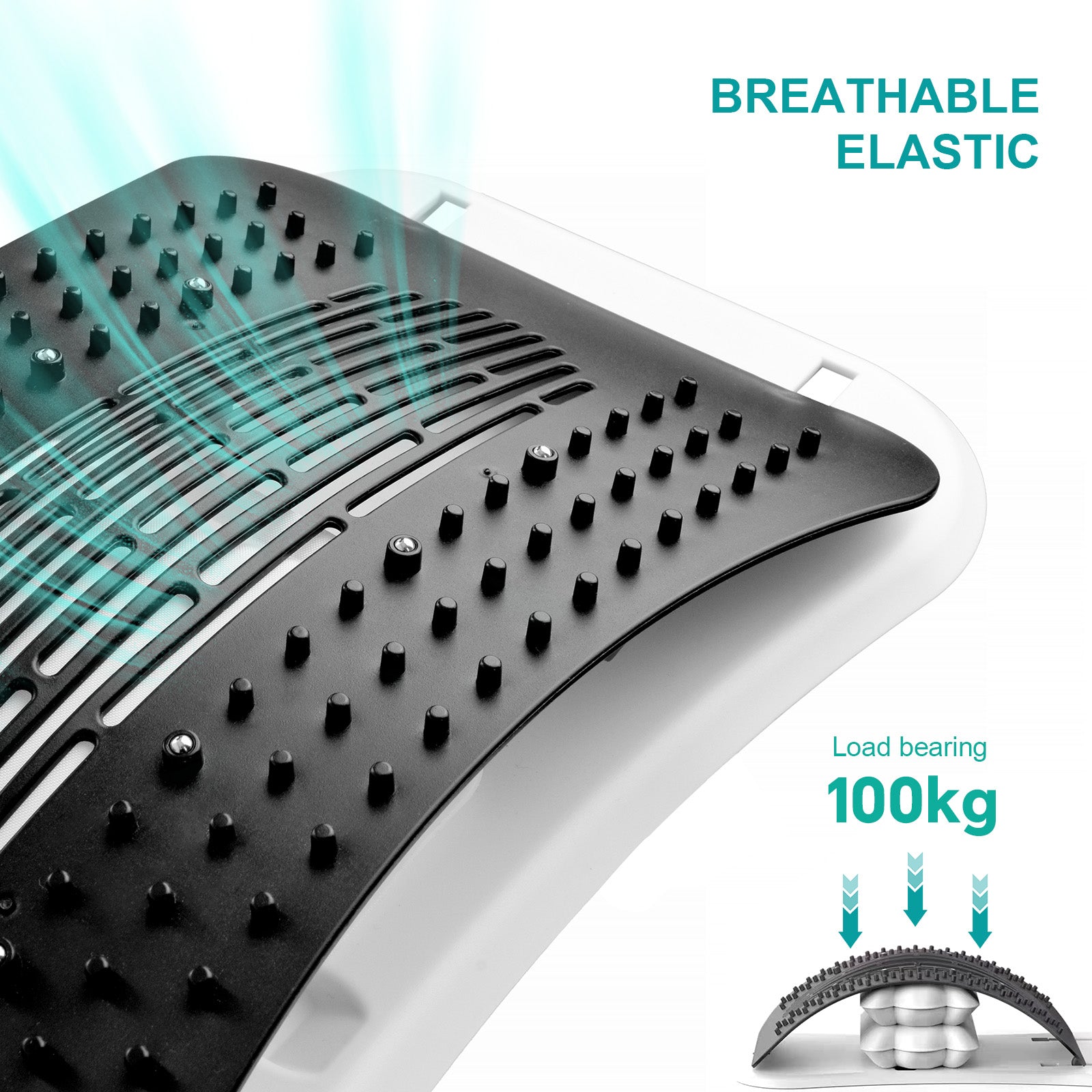 Adjustable Air Lumbar Spine Reliever - Inflatable Back Stretcher with Acupressure & Magnets V915-RM0044