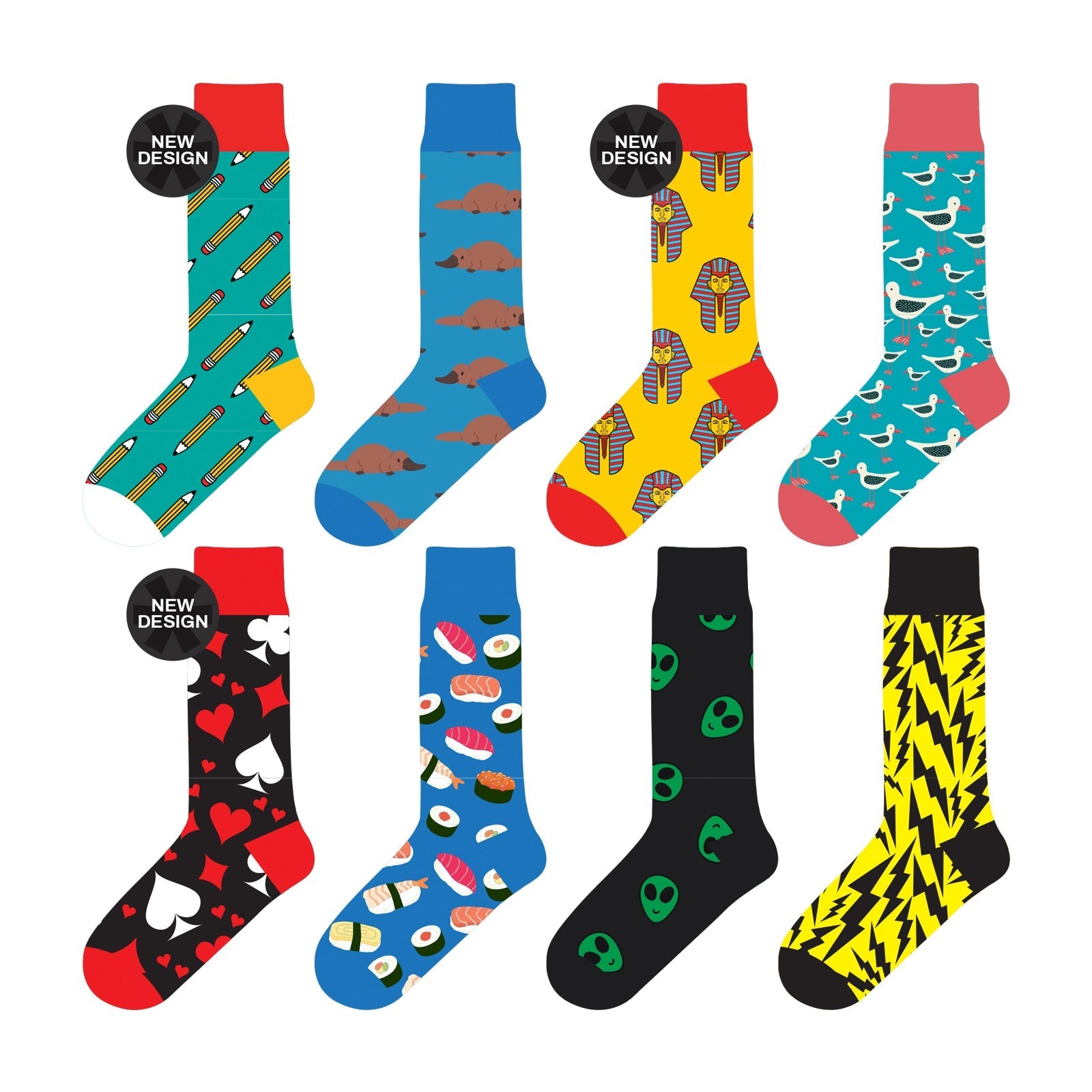 Colorful Socks - 8 Pairs Funny Colorful Dress Socks one Size 5-13 Men Socks Women Socks V915-SE0001