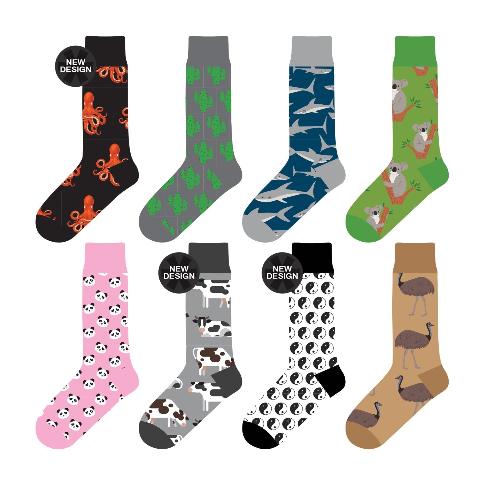 Colorful Socks - 8 Pairs Funny Colorful Dress Socks one Size 5-13 Men Socks Women Socks V915-SE0001
