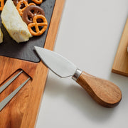 Clevinger 4 Piece Acacia Wood & Slate Cheese Board With Knife Set V915-TB0005