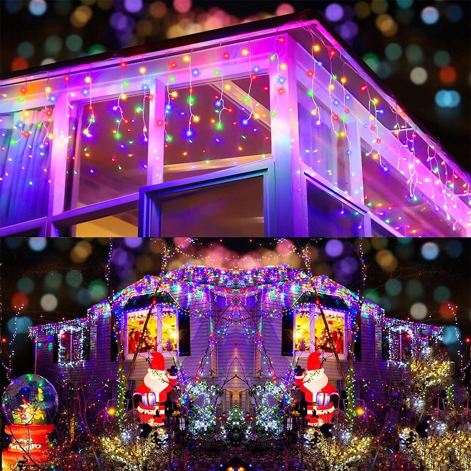 400 Low Voltage LED Curtain Lights 8 Functions 1.9x2M Christmas Decoration Multicolor V915-XU1130