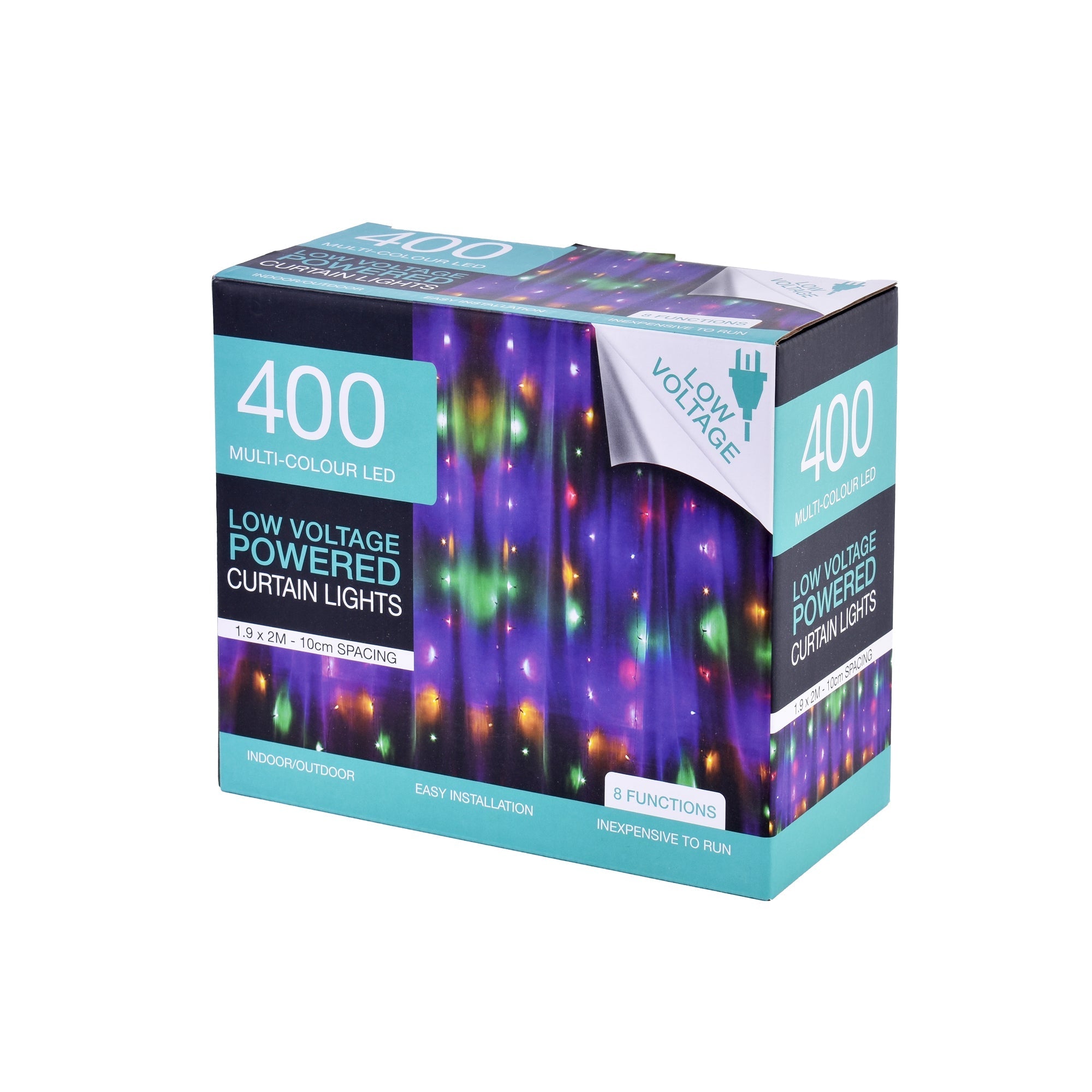 400 Low Voltage LED Curtain Lights 8 Functions 1.9x2M Christmas Decoration Multicolor V915-XU1130