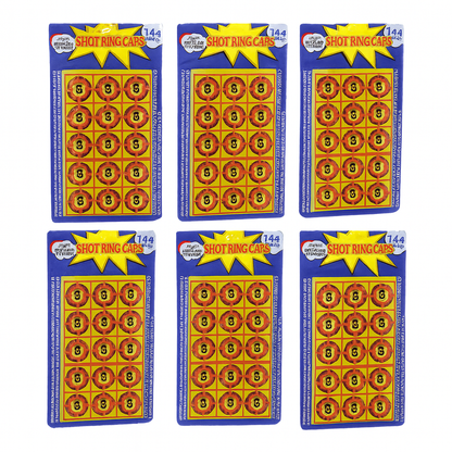 6 Cards of 8-Shot Ring Caps - 144 Shots Each, Total 684 Shots - Toy Gun Cap Refills V922-AWD-A0211-CAP144R6PK