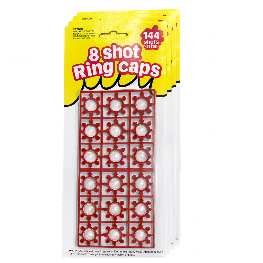 6 Cards of 8-Shot Ring Caps - 144 Shots Each, Total 684 Shots - Toy Gun Cap Refills V922-AWD-A0211-CAP144R6PK