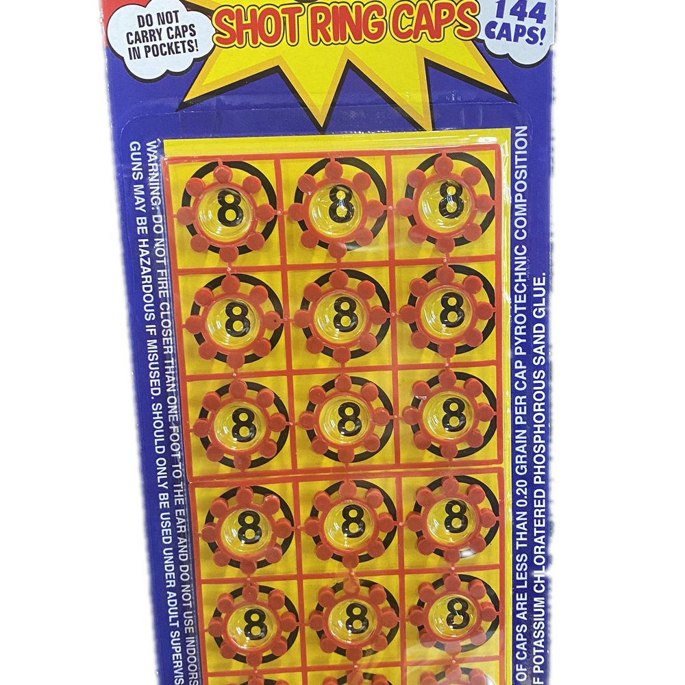 6 Cards of 8-Shot Ring Caps - 144 Shots Each, Total 684 Shots - Toy Gun Cap Refills V922-AWD-A0211-CAP144R6PK