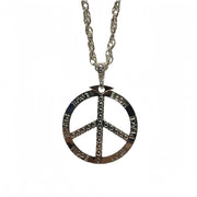 Silver Peace sign Necklace, Bling Chain ,Fancy Dress V922-AWD-A0531-BIGBLI-PE