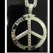 Silver Peace sign Necklace, Bling Chain ,Fancy Dress V922-AWD-A0531-BIGBLI-PE