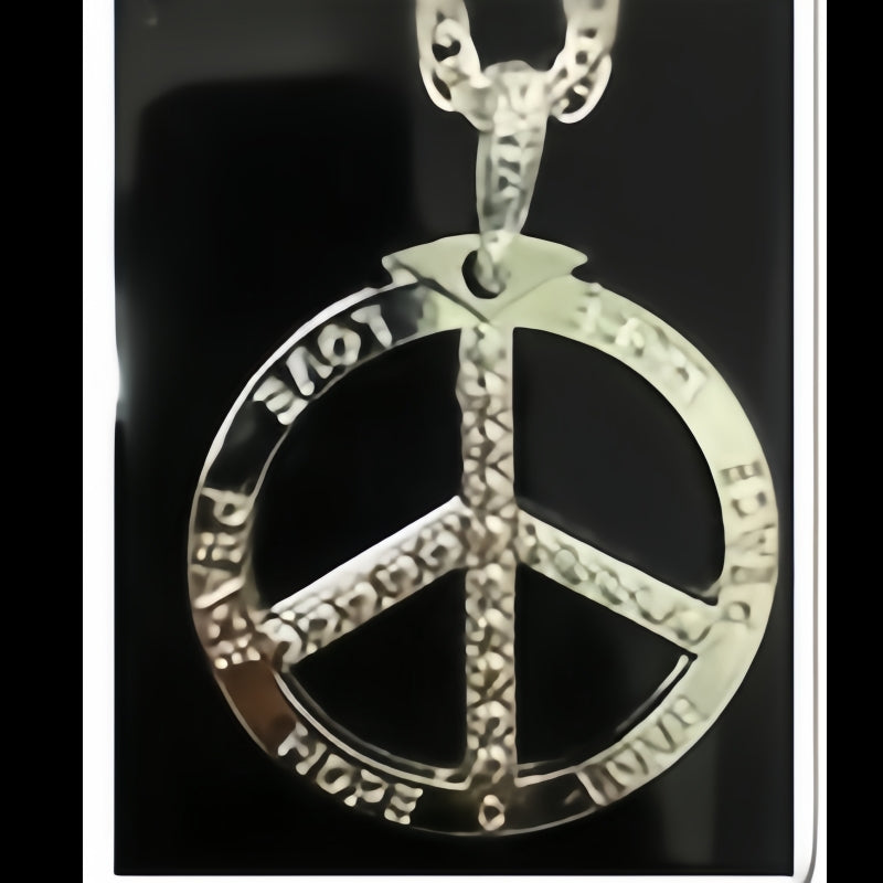 Silver Peace sign Necklace, Bling Chain ,Fancy Dress V922-AWD-A0531-BIGBLI-PE