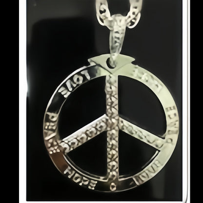 Silver Peace sign Necklace, Bling Chain ,Fancy Dress V922-AWD-A0531-BIGBLI-PE