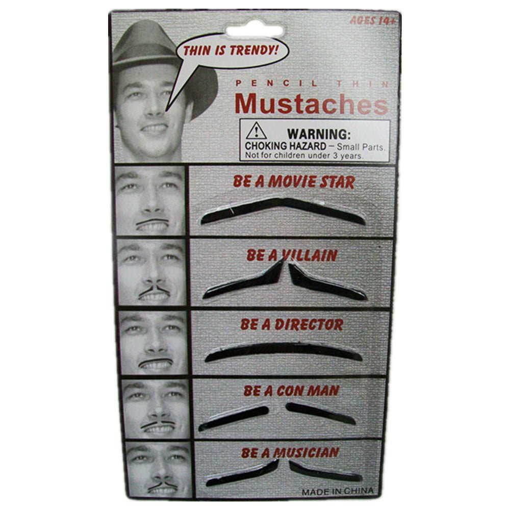 5 Assorted pencil thin mustache on card V922-AWD-A1334-MUSTHI