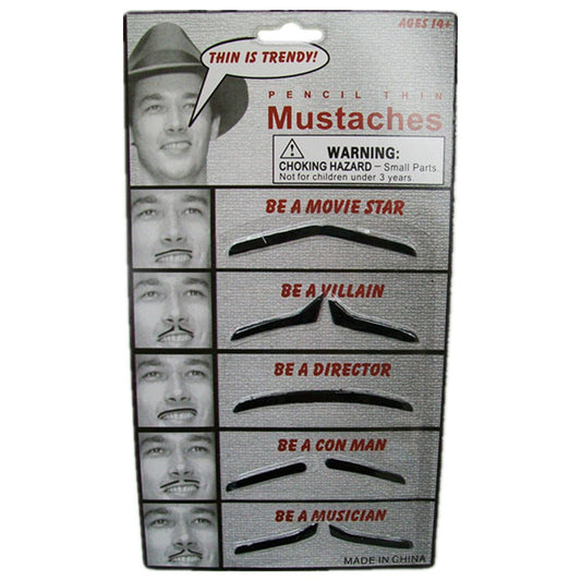 5 Assorted pencil thin mustache on card V922-AWD-A1334-MUSTHI