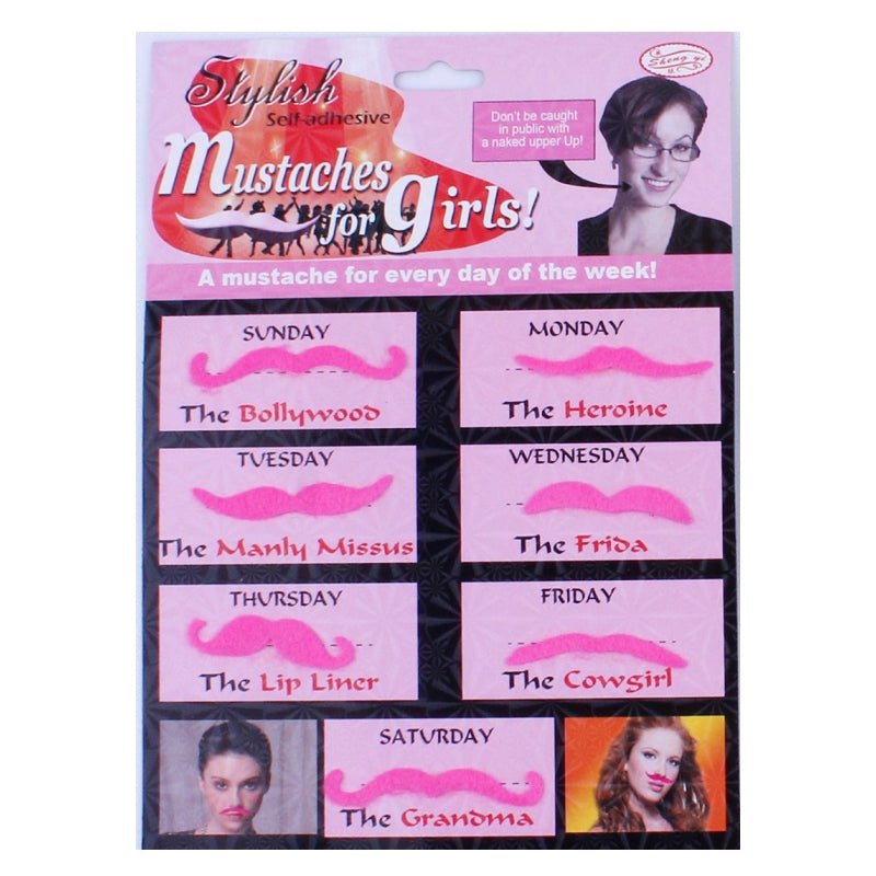 Pink Party Mustaches total 7 PCs V922-AWD-A1521-MUSPIN
