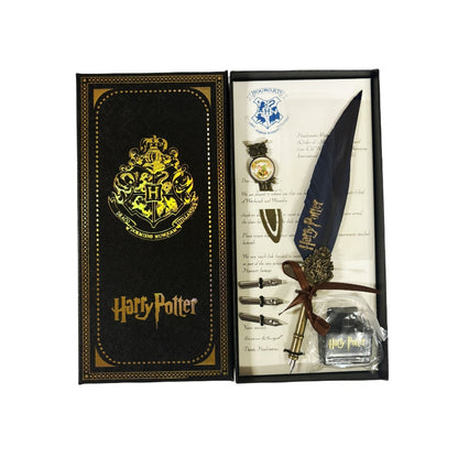 Harry Potter Vintage Feather Dip Pen Writing Set with ink Calligraphy Quill Pen Gifts - NAVY BLUE V922-AWD-B0501-HPSTAB