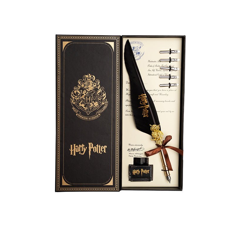 Harry Potter Vintage Feather Dip Pen Writing Set with ink Calligraphy Quill Pen Gifts - CLARET RED V922-AWD-B0502-HPSTAR