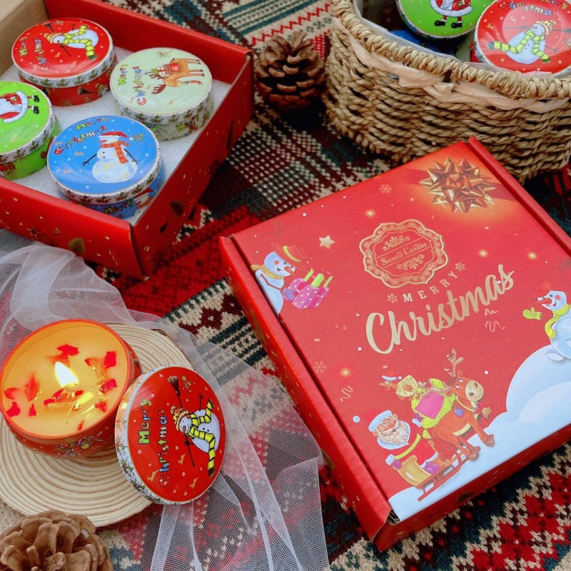 4 Pcs of Scented Candle Tinplate Jar Wax Plant Candle Christmas Gift V922-AWD-B052X-SCECAN