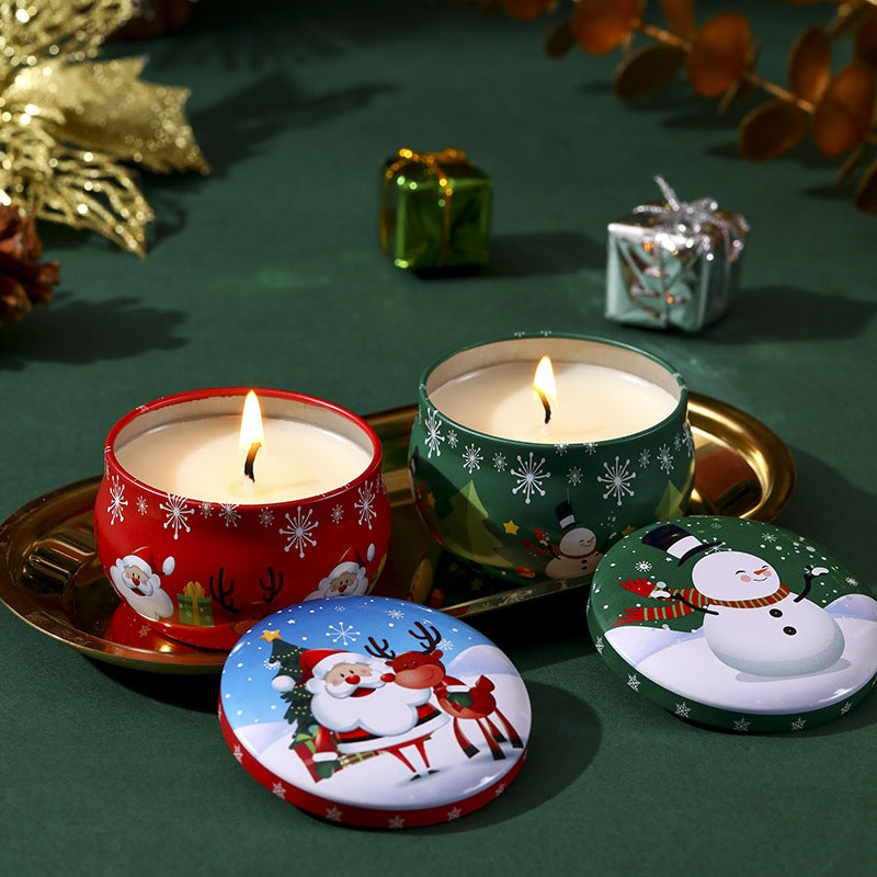4 Pcs of Scented Candle Tinplate Jar Wax Plant Candle Christmas Gift V922-AWD-B052X-SCECAN