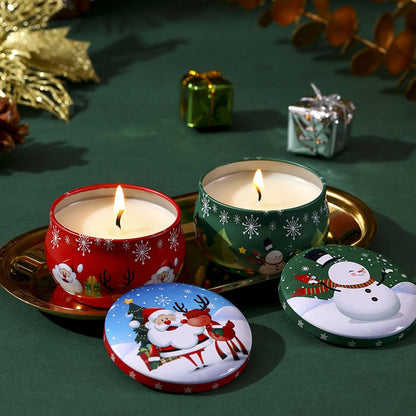 4 Pcs of Scented Candle Tinplate Jar Wax Plant Candle Christmas Gift V922-AWD-B052X-SCECAN
