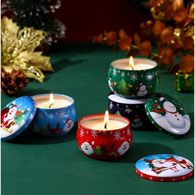 4 Pcs of Scented Candle Tinplate Jar Wax Plant Candle Christmas Gift V922-AWD-B052X-SCECAN