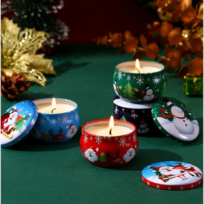 4 Pcs of Scented Candle Tinplate Jar Wax Plant Candle Christmas Gift V922-AWD-B052X-SCECAN