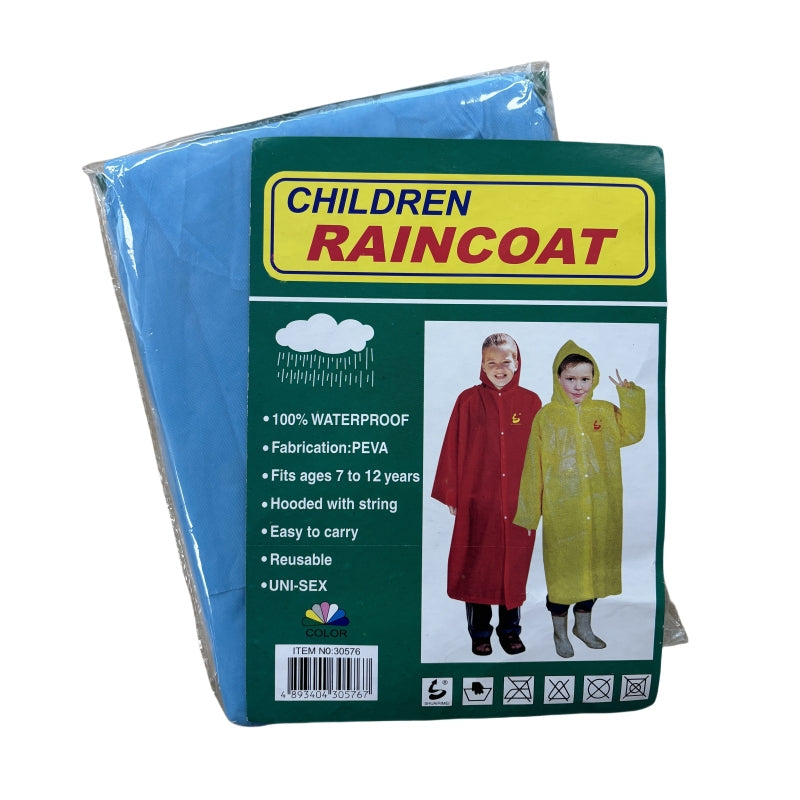 2 PCs of PEVA CHILDS' RAINCOATs fits 7~12years - 2x Blue V922-AWD-B1021-CHIRAI-B