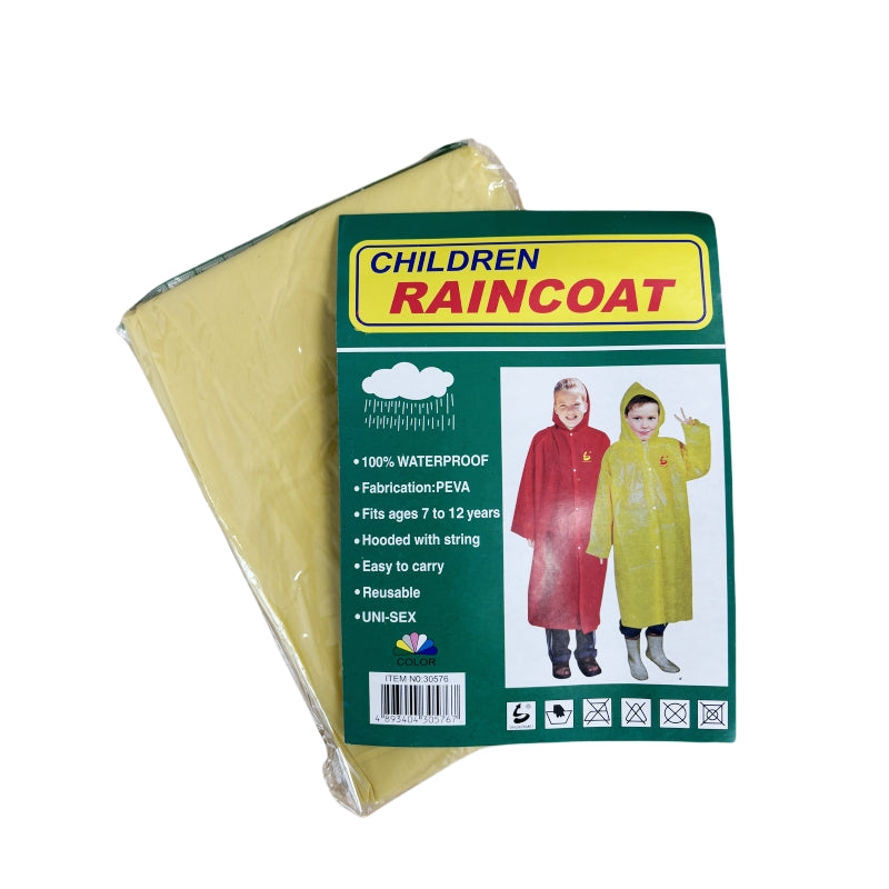 2 PCs of PEVA CHILDS' RAINCOATs fits 7~12years - Yellow V922-AWD-B1021-CHIRAI-Y