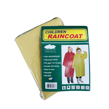 2 PCs of PEVA CHILDS' RAINCOATs fits 7~12years - Yellow V922-AWD-B1021-CHIRAI-Y