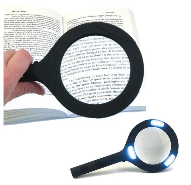LED Magnifying Glass with COB Light-250 Lumens Glass Lens Ergonomic Handle V922-AWD-C0301-MAGGLA250
