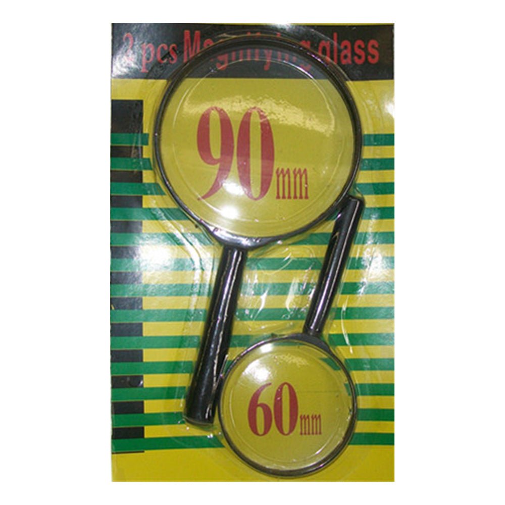 Pack of 2 Magnifying Glasses with Handle Magnifiers 90mm and 60mm Zooming Lens Reading V922-AWD-C0314-MAGGLA2